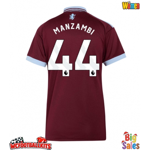 Aston Villa Johan Manzambi #44 Replica Home Stadium Shirt for Women 2026-27 Short Sleeve